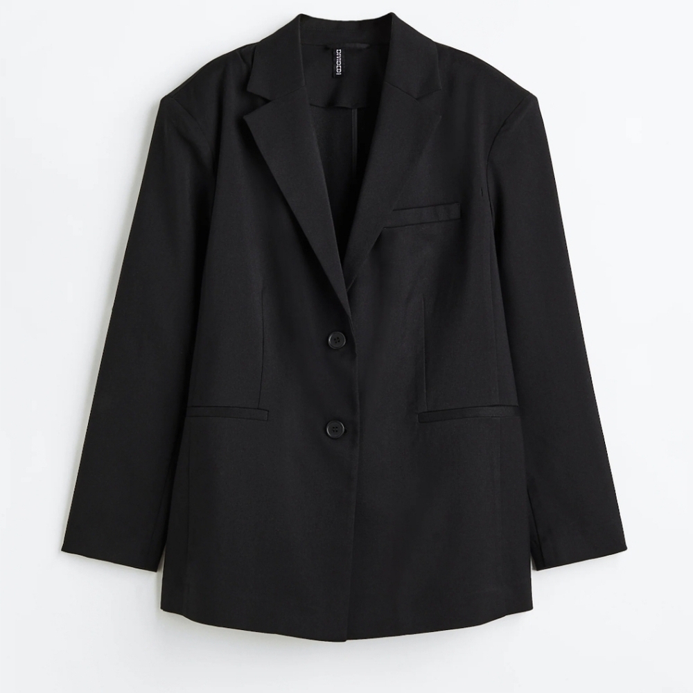 H&M XL Single-breasted Blazer Black Long Sleeve Women's Excellent Condition